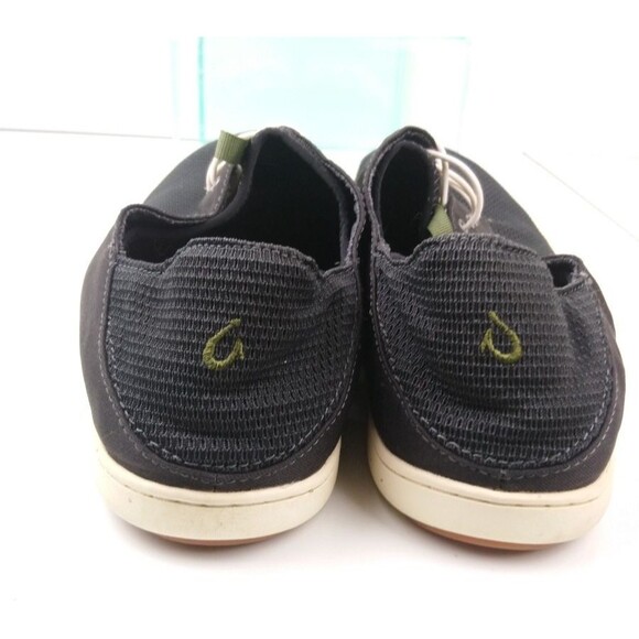 OluKai Nohea Moku Men\'s Size 12 Boat Shoes Black Slip On Sneakers Drop Heels